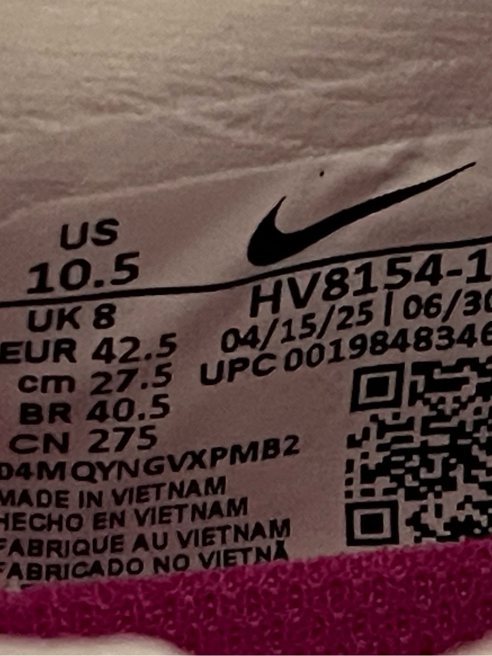 Size 10.5w / 9m - Nike Vomero Plus White Fire Pink HV8154-104 Unisex BRAND NEW - Picture 10 of 11